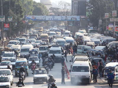 Kathmandu  |  Traffic on Kanti Path