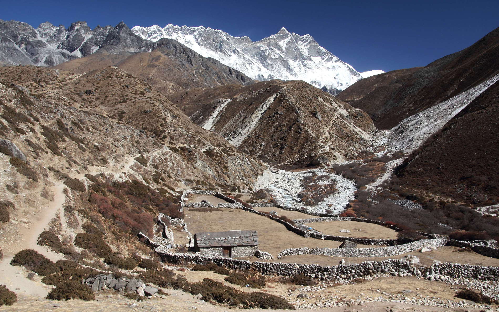 Imja Khola Valley and Lhotse