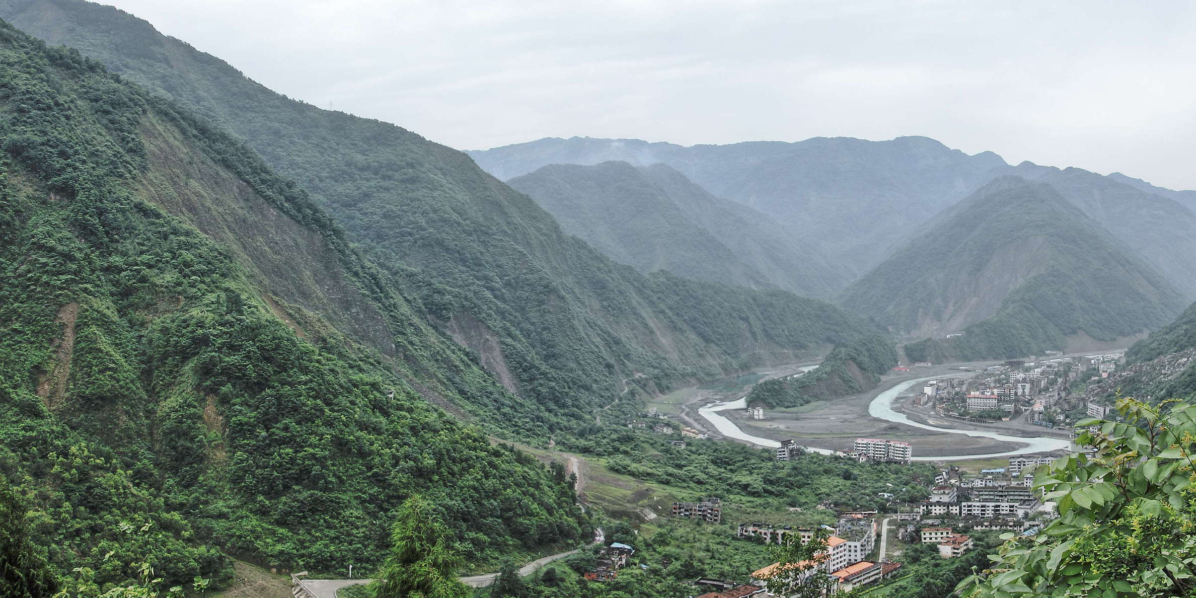 Beichuan  |  Panorama with Wangjiayan Landslide