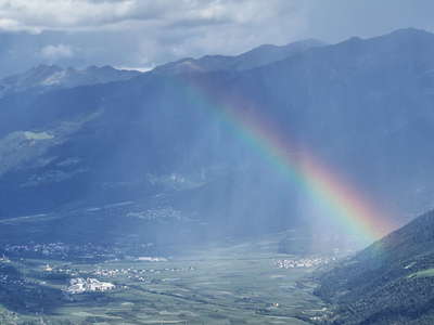Vinschgau Valley with rainbow