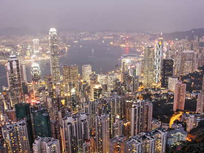 Hong Kong  |  Hong Kong Island and Kowloon at night