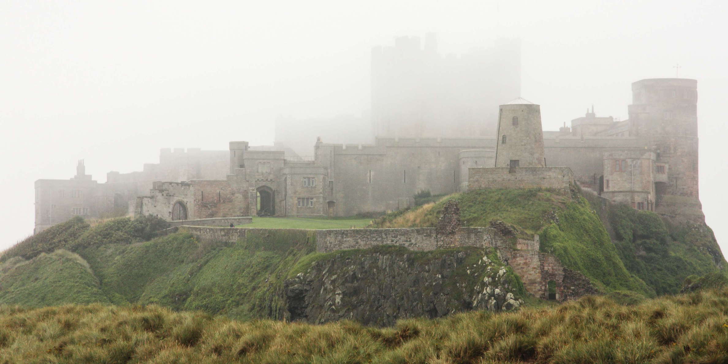 Bamburgh Castle in the fog