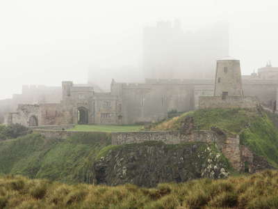 Bamburgh Castle in the fog