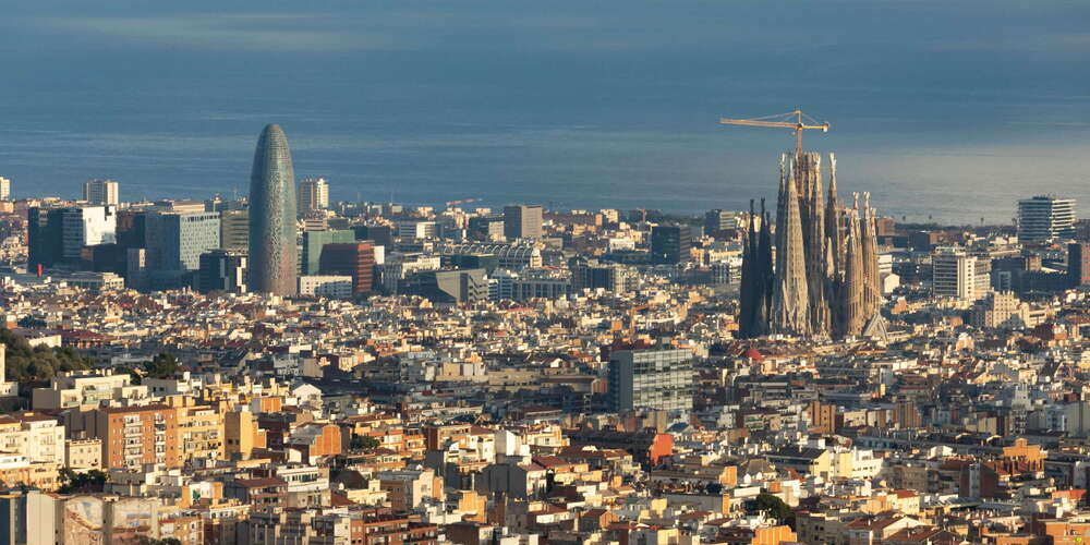Barcelona with Torre Glòries and Sagrada Família