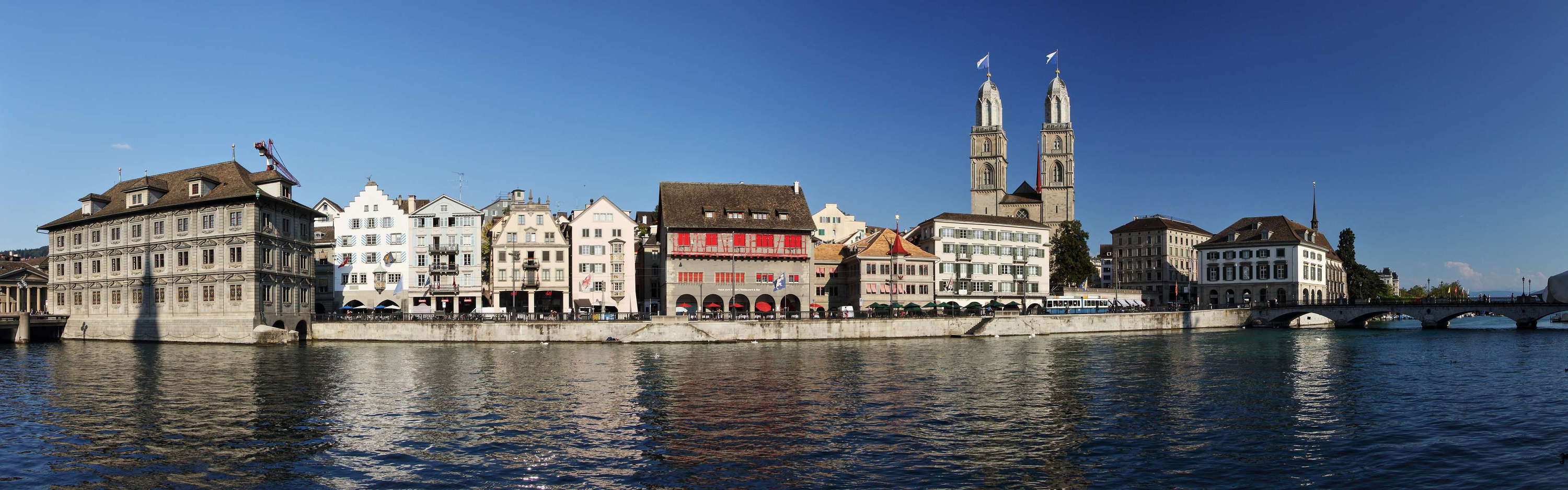 Zuerich  |  Limmatquai and Grossmuenster