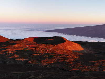 Mauna Kea  |  Cinder cones and Mauna Loa