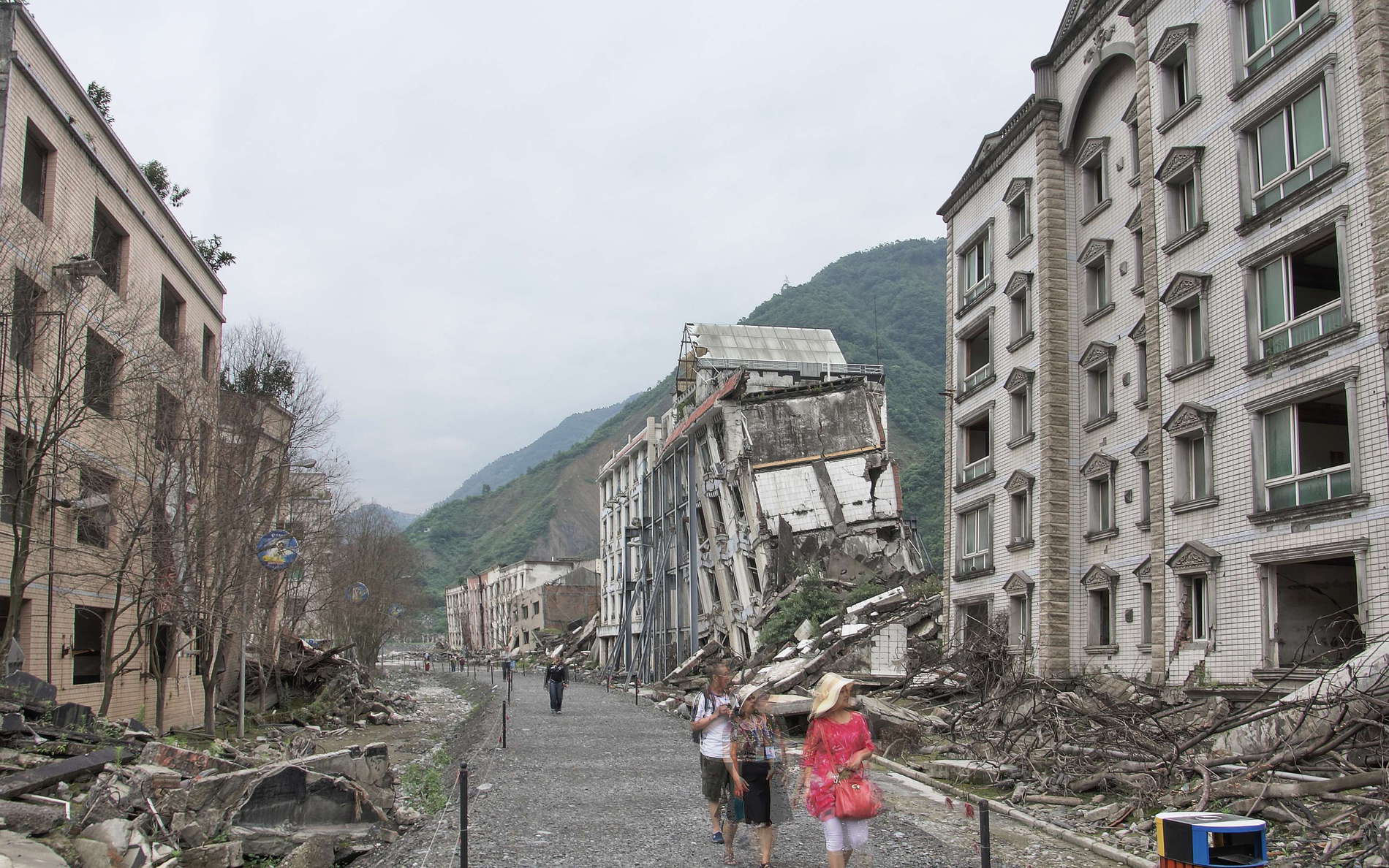 After the destruction caused by the Wenchuan Earthquake of May 12, 2008 and the related mass movements, the site of Beichuan was considered unsafe and left as a memorial park. The town was rebuilt in another place. WI_cn070b.jpg