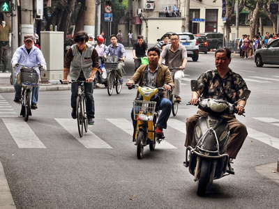 Shanghai  |  Motorbike and bicycle traffic