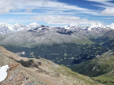 Valfurva panorama with Ortler Mountains