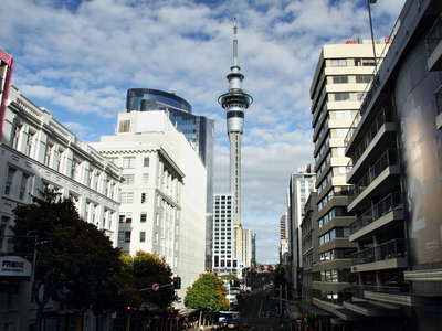 Auckland  |  Victoria Street with Sky Tower