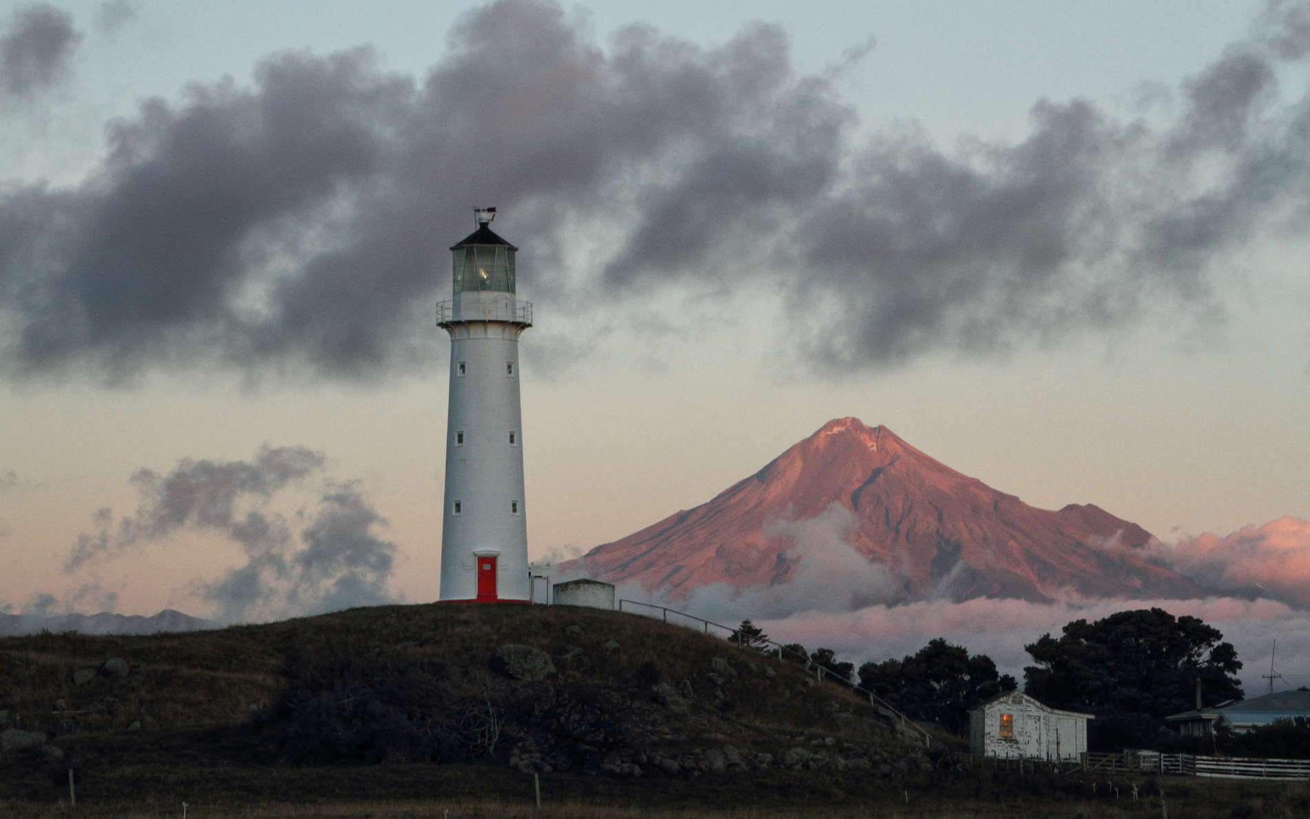 Cape Egmont Lighthouse and Mt. Taranaki