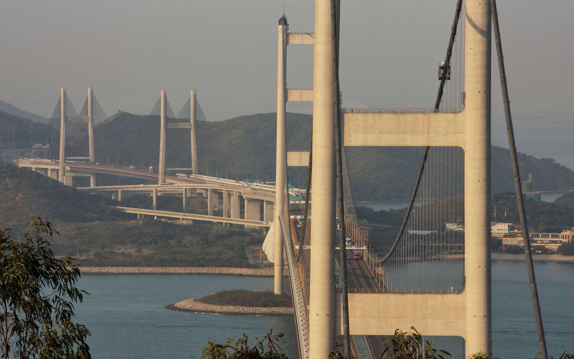 Hong Kong  |  Tsing Ma Bridge and Kap Shui Mun Bridge