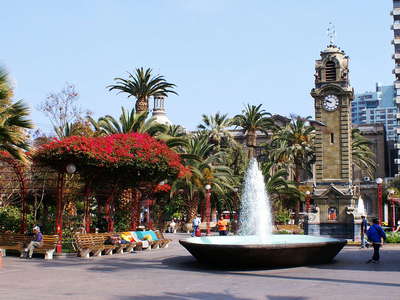 Antofagasta  |  Plaza Colón with clock tower
