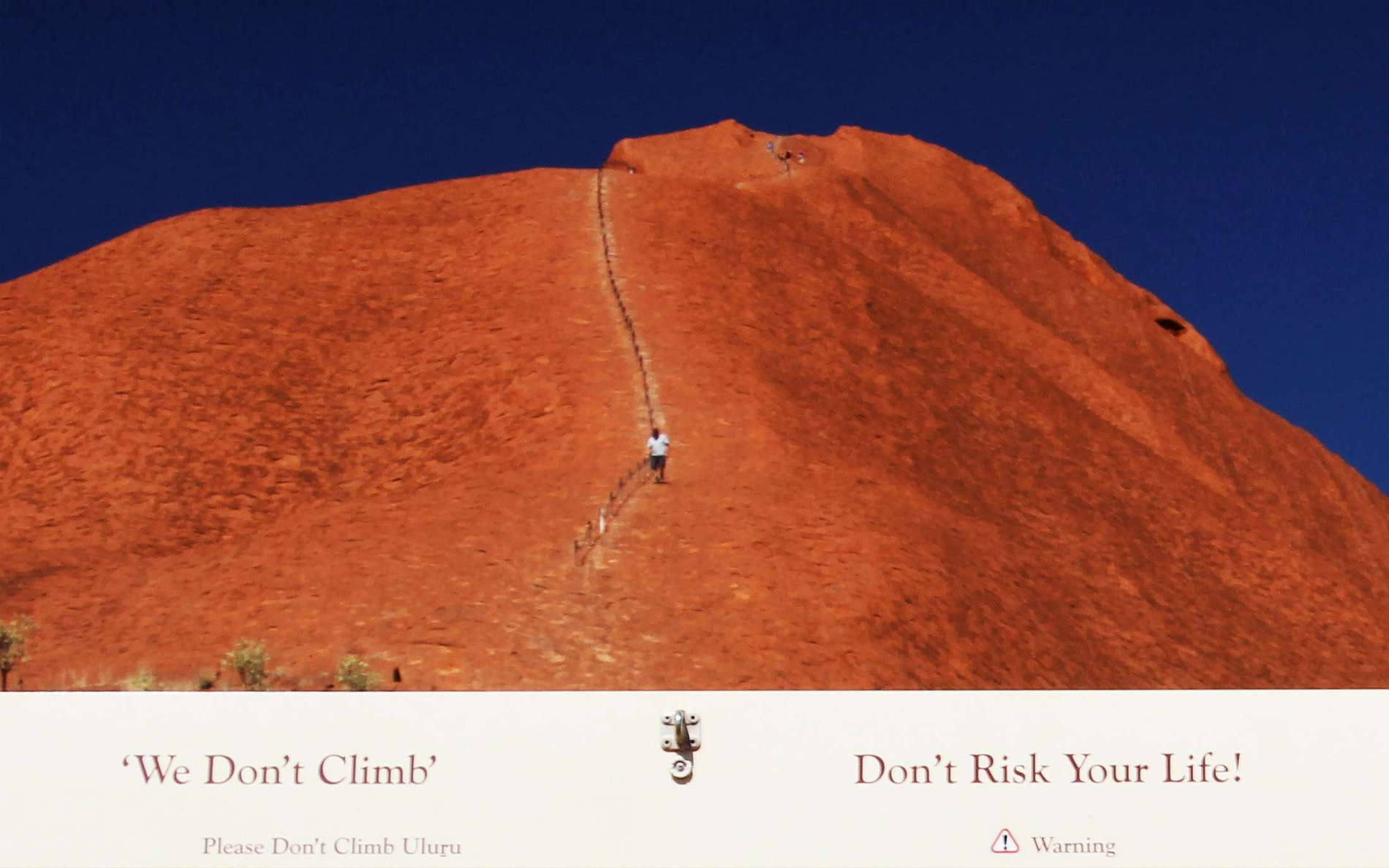 Location: Uluru-Kata Tjuta National Park. Uluru is a preferred target of national and international visitors, but it also has a high spiritual significance to the local Anangu people. Even though the authorities generally permit visitors to climb Uluru, it is strongly discouraged for spiritual and safety reasons. WI_nt073a.jpg