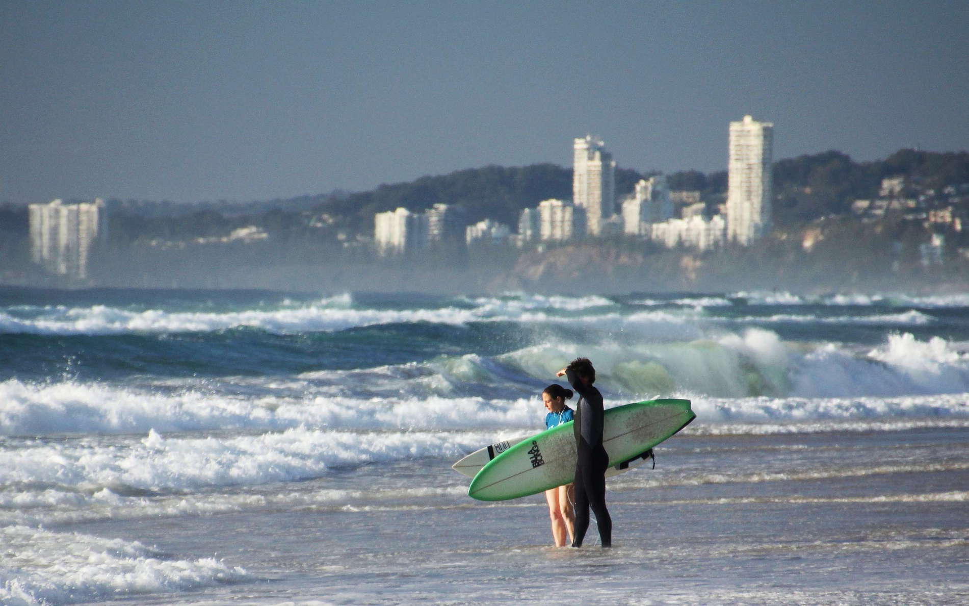 Surfers Paradise  |  Beach with surfers