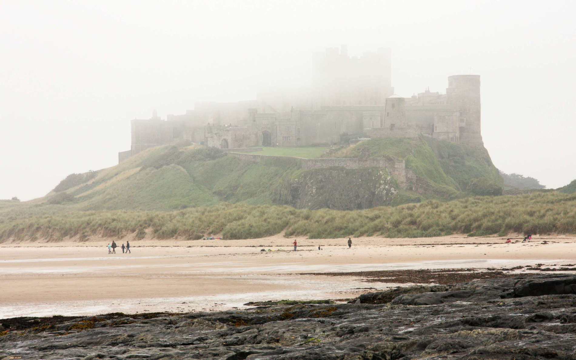 Northumberland coast with Bamburgh Castle