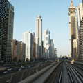 Dubai  |  Sheikh Zayed Road with metro and skyscrapers