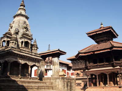 Bhaktapur Durbar Square with temples