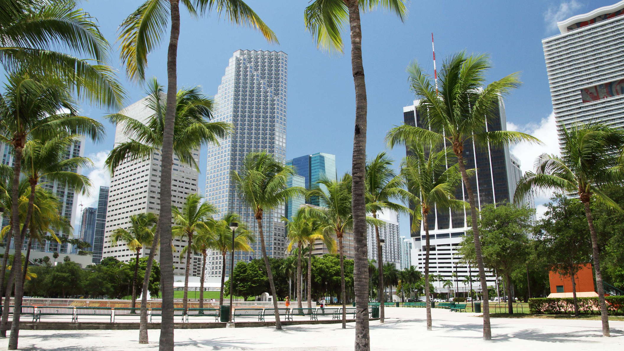 The historic CBD of Miami appears in the background. Major skyscrapers from left to right: Miami Center, Southeast Financial Center, One Biscayne Tower, and 50 Biscayne. WI_fl006.jpg