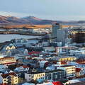 Reykjavik with tall buildings
