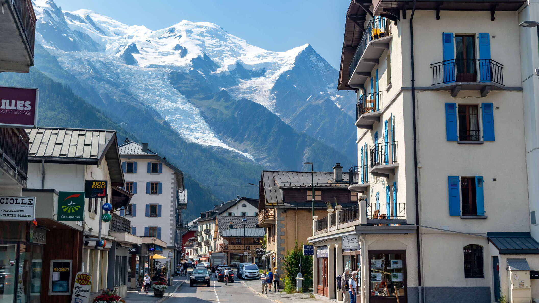 Chamonix with Bossons Glacier and Mont Blanc