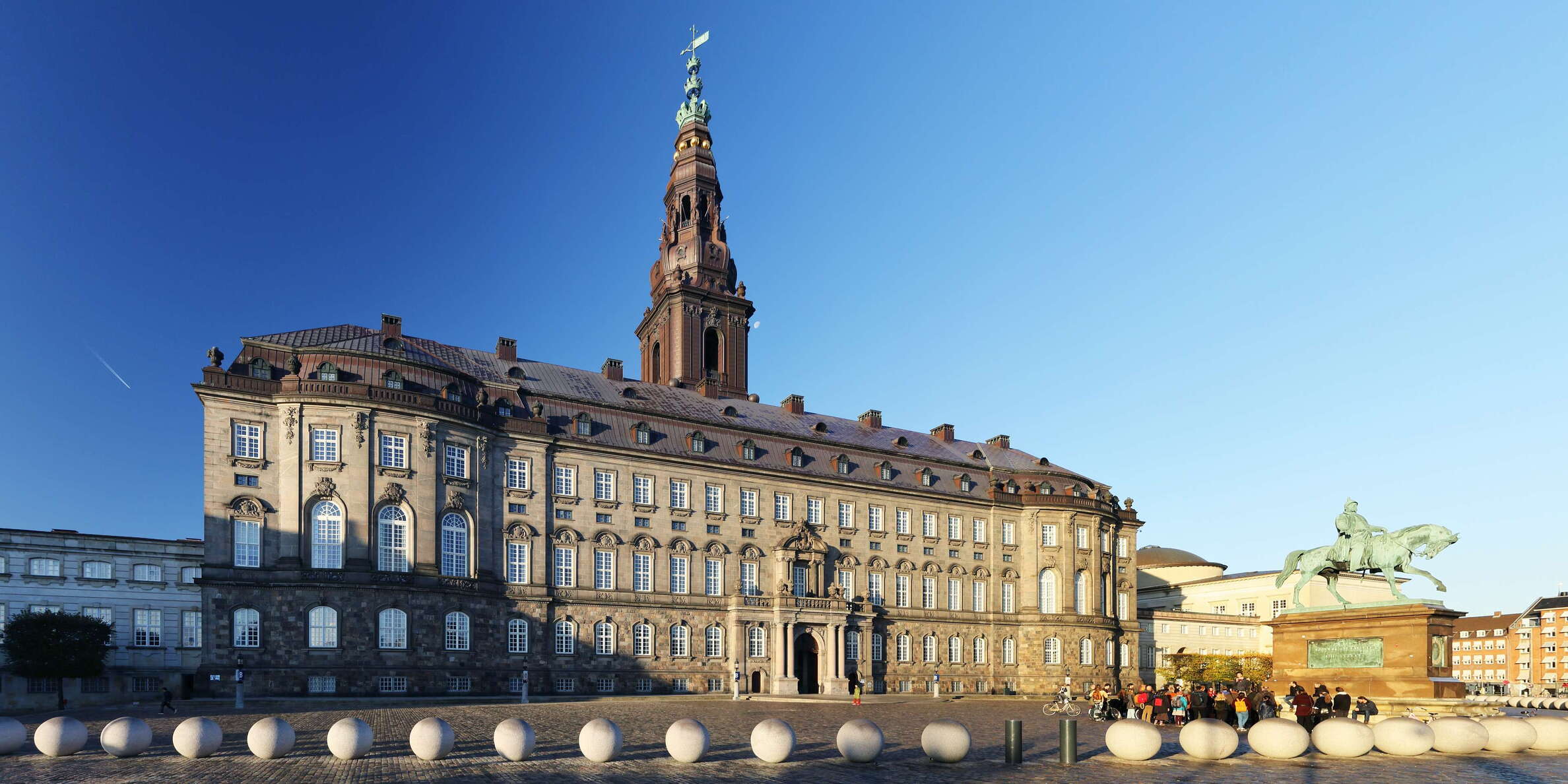 This Neo-Baroque building was completed in 1928, as the latest of three successive palaces built on the islet of Slotsholmen. The Christiansborg Palace plays an important role in present-day Denmark: it is considered the only building in the World housing the legislative, executive, and judicial power of a country at the same time. WI_dk513.jpg