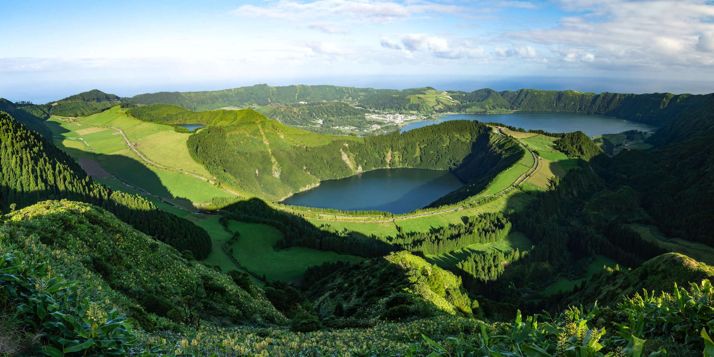 Caldeira das Sete Cidades with Lagoa de Santiago and Lagoa Azul