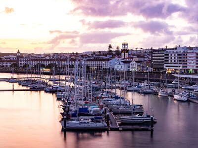 Ponta Delgada | Harbour and town centre after sunset