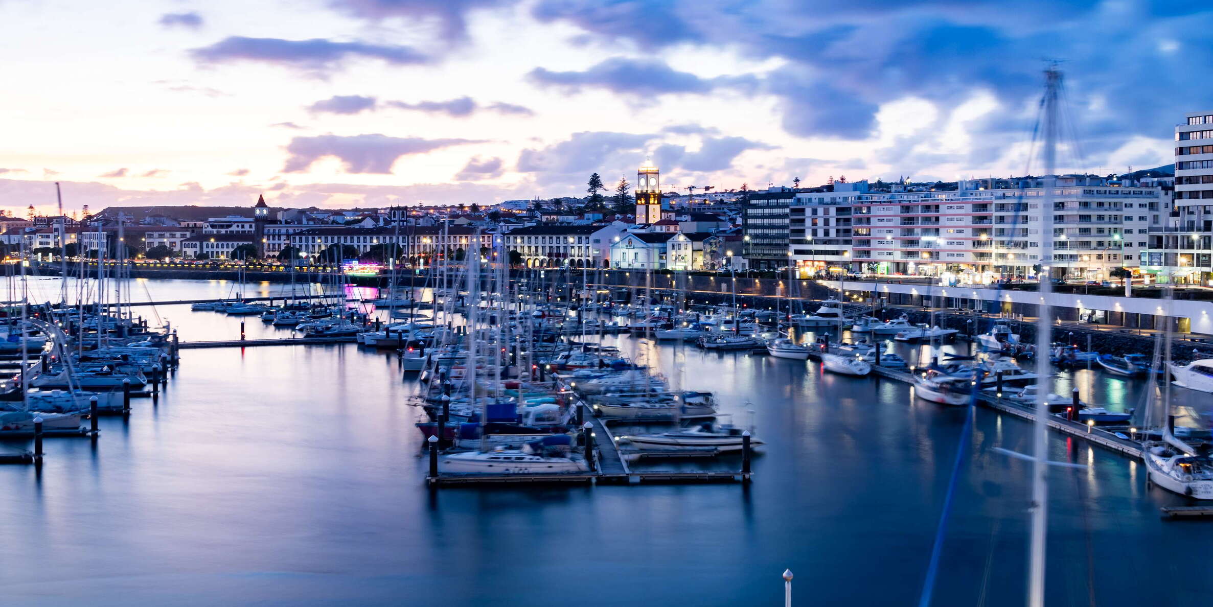 Ponta Delgada | Harbour and town centre at night