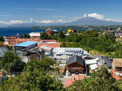 Puerto Varas with Lago Llanquihue and volcanoes