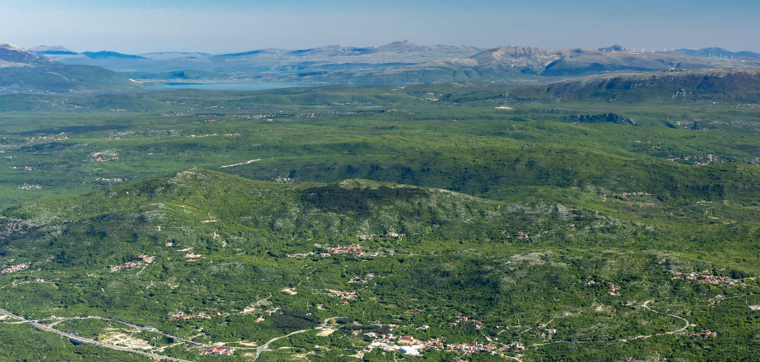 Dinaric karst landscape with Buško jezero and Cincar